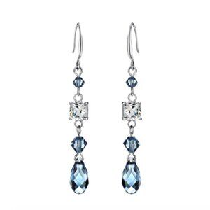 Blue Crystal Drop Earrings – Made with Swarovski Crystals – Trendy Gift, Everyda